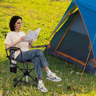 360 Swivel Hunting Chair Portable Foldable Hunting Chair with Mesh Cup Holder and Storage Pockets-Blue - Team Spirit Store USA 