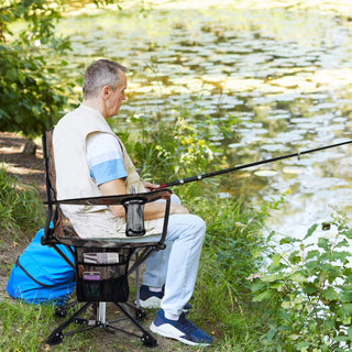 360 Swivel Hunting Chair Portable Foldable Hunting Chair with Mesh Cup Holder and Storage Pockets-Blue - Team Spirit Store USA 