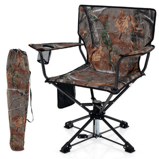 360 Swivel Hunting Chair Portable Foldable Hunting Chair with Mesh Cup Holder and Storage Pockets-Blue - Team Spirit Store USA 