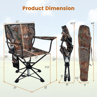360 Swivel Hunting Chair Portable Foldable Hunting Chair with Mesh Cup Holder and Storage Pockets-Blue - Team Spirit Store USA 