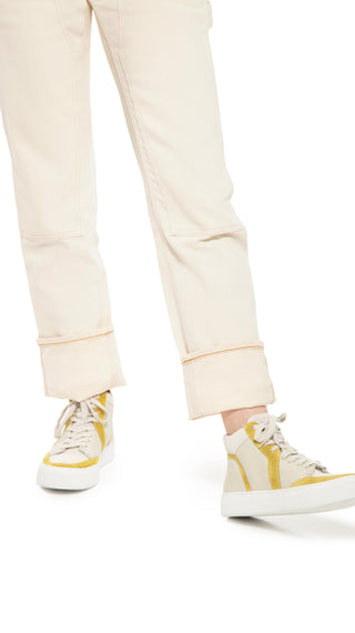 Leather Mid Top Sneaker (Light Taupe)-3