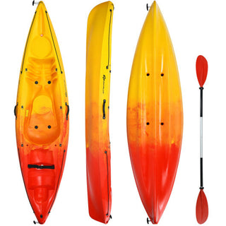 Single Sit-on-Top Kayak with Detachable Aluminum Paddle-Yellow - Team Spirit Store USA 
