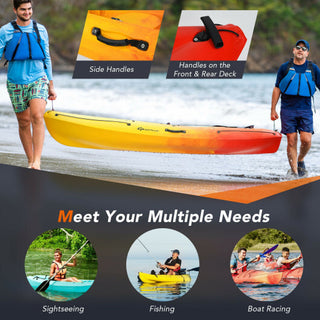 Single Sit-on-Top Kayak with Detachable Aluminum Paddle-Yellow - Team Spirit Store USA 