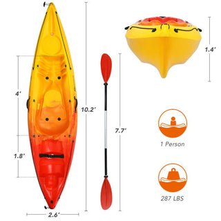 Single Sit-on-Top Kayak with Detachable Aluminum Paddle-Yellow - Team Spirit Store USA 