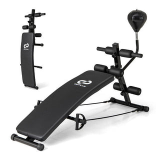 Adjustable Decline Sit Up Bench for Exercise for Home Gym with Speed Ball and 2 Resistance Bands-2