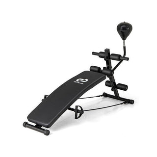 Adjustable Decline Sit Up Bench for Exercise for Home Gym with Speed Ball and 2 Resistance Bands-4