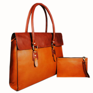 The Signature 17" Bag, Tan Flap-3