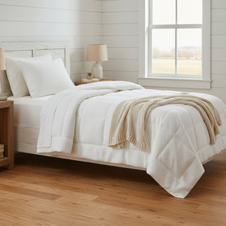 DaDa Bedding Dreamy Soft Velvet Ivory White Plush Velour Tufted Quilted Comforter Set (JHW861) - Team Spirit Store USA 