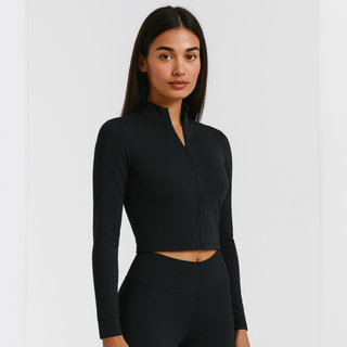 4013 - Women's Athletic Cropped Zipper Jacket-2