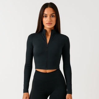 4013 - Women's Athletic Cropped Zipper Jacket-0