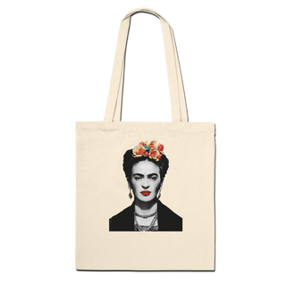 Frida Kahlo with Flowers Portrait artwork tote bag-0