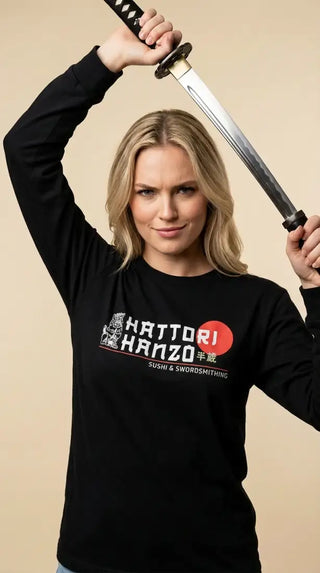 Hattori Hanzo, Sushi and Swordsmithing Long Sleeve Shirt-1