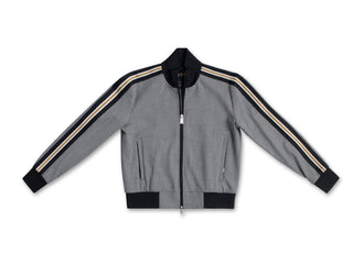 Houndstooth Track Jacket With Side Tape Detail-0