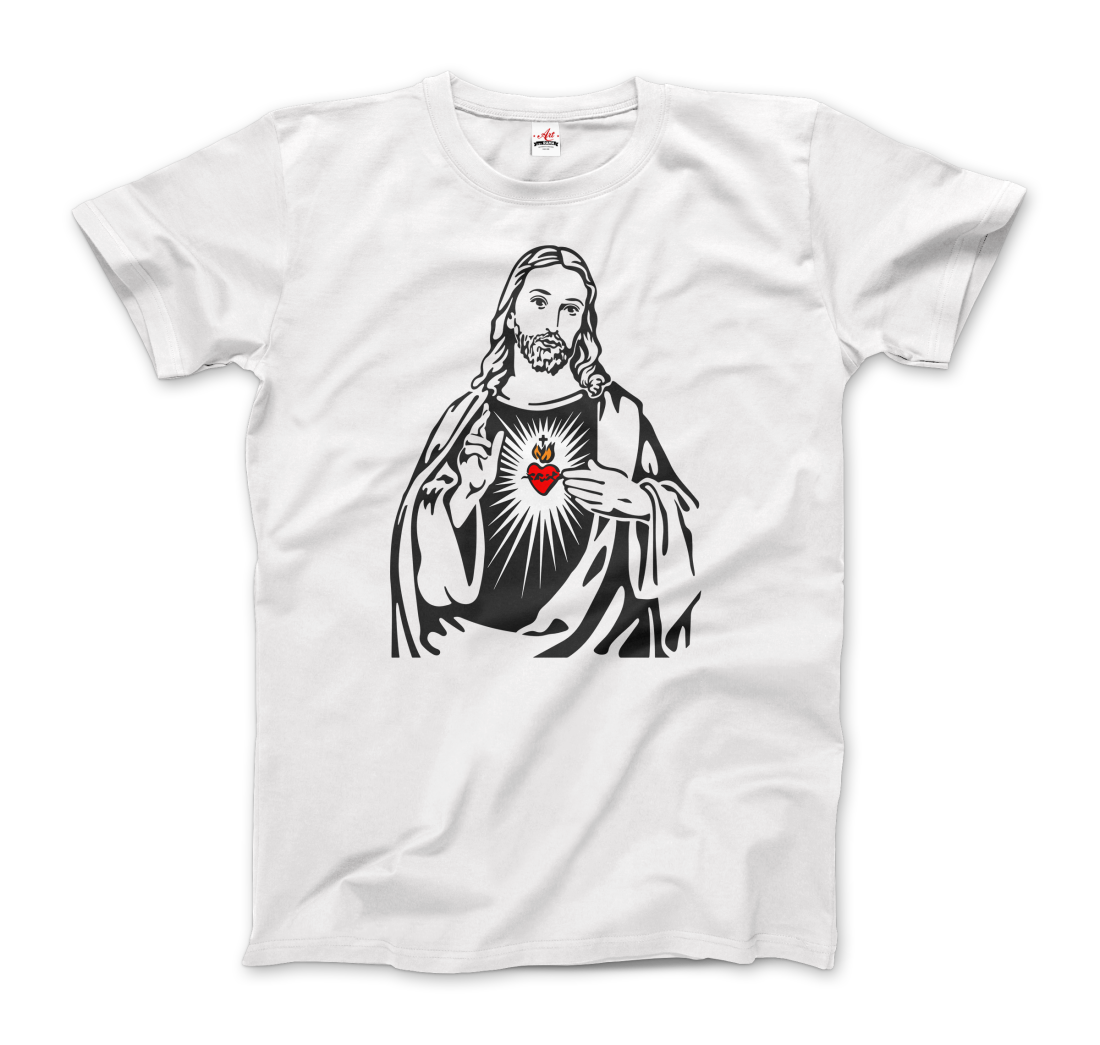 Jesus Christ Minimalist Design with Sacred Heart T-Shirt-0