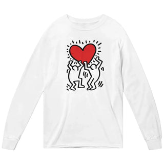 Men Holding Heart Icon, Street Art Long Sleeve Shirt-2