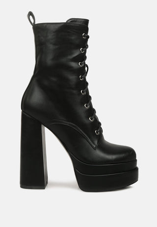 Meows Faux Leather High Heel Platform Ankle Boots-2