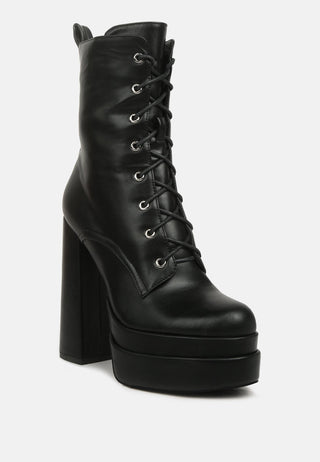 Meows Faux Leather High Heel Platform Ankle Boots-3