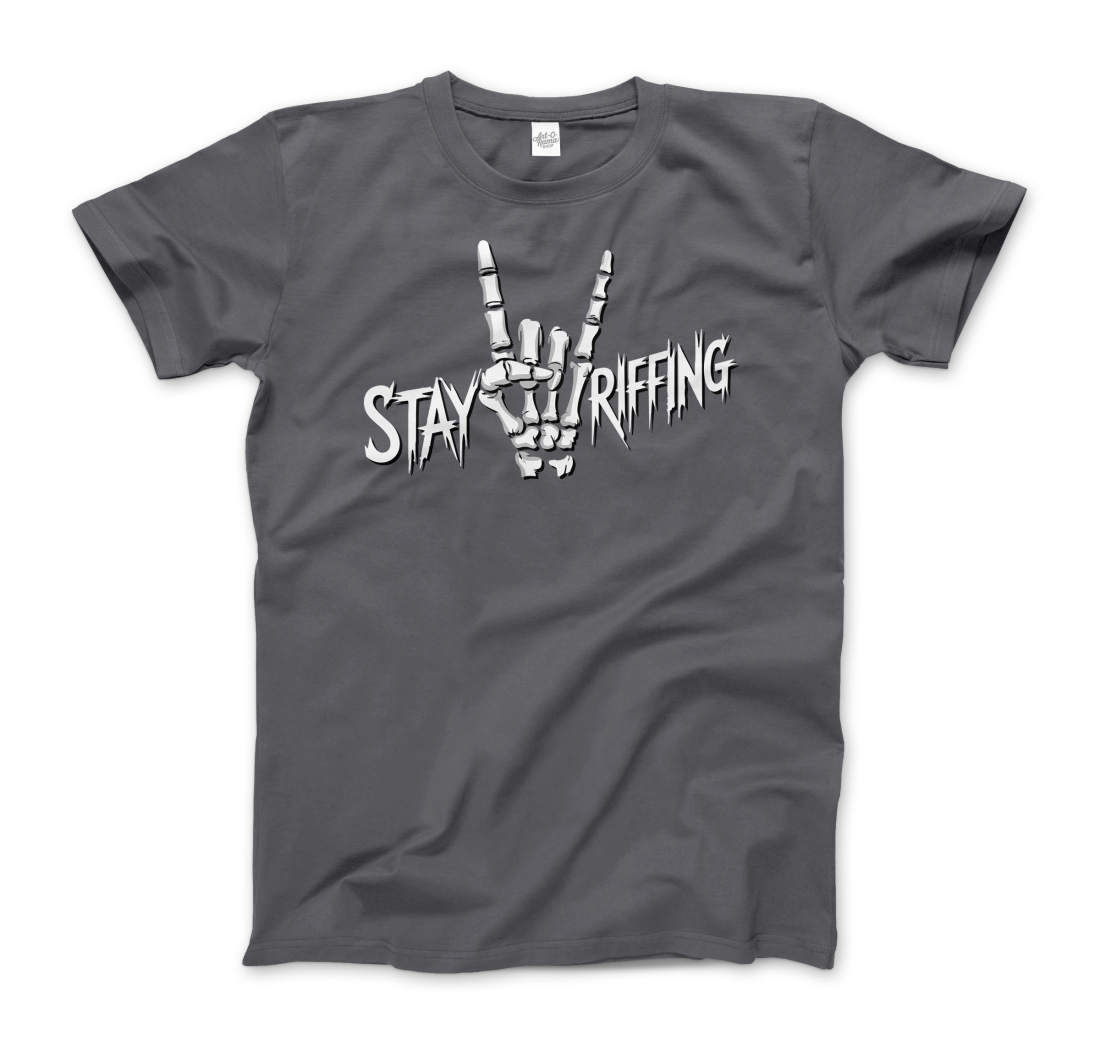 Stay Riffing - Rock'n Roll Skull T-Shirt-0