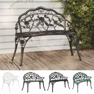 vidaXL Outdoor Patio Bench Garden Bench Furniture with Armrests Cast Aluminum-5