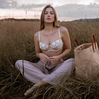 Sheer Mesh Balconette Bra Valeria Biscuit-5