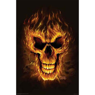 Flame Skull 24x36 Premium Poster - Team Spirit Store USA 