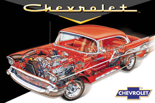 Chevy Cutaway 24x36 Premium Poster - Team Spirit Store USA 