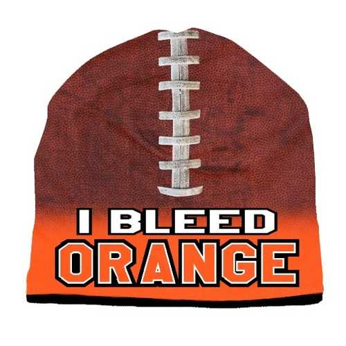 Denver Broncos Bleed Style Sublimated Football Orange Design Beanie - Team Spirit Store USA 