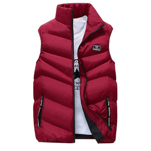 Men's High Collar Puffer Vest in Red - Team Spirit Store USA 