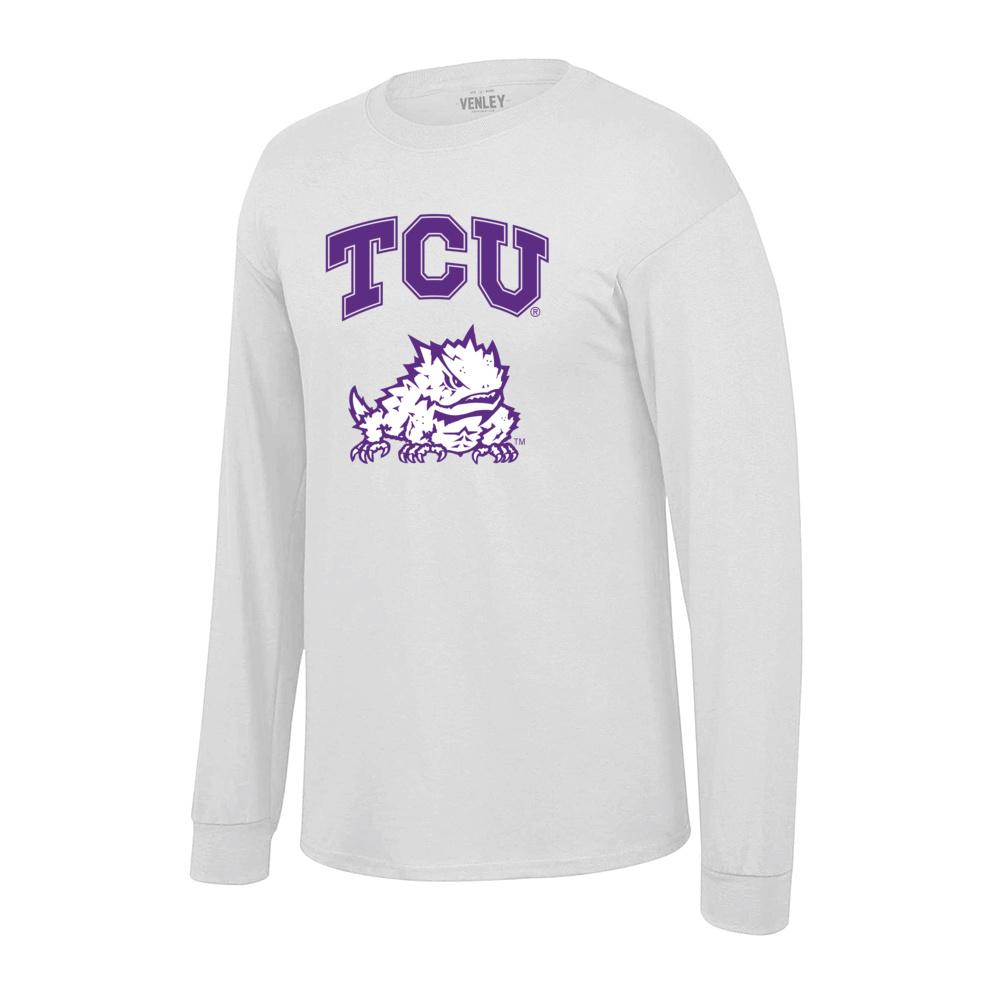 Official NCAA TCU Horned Frogs TCUH04 Mens Crewneck Long Sleeve Tshirt - Team Spirit Store USA 