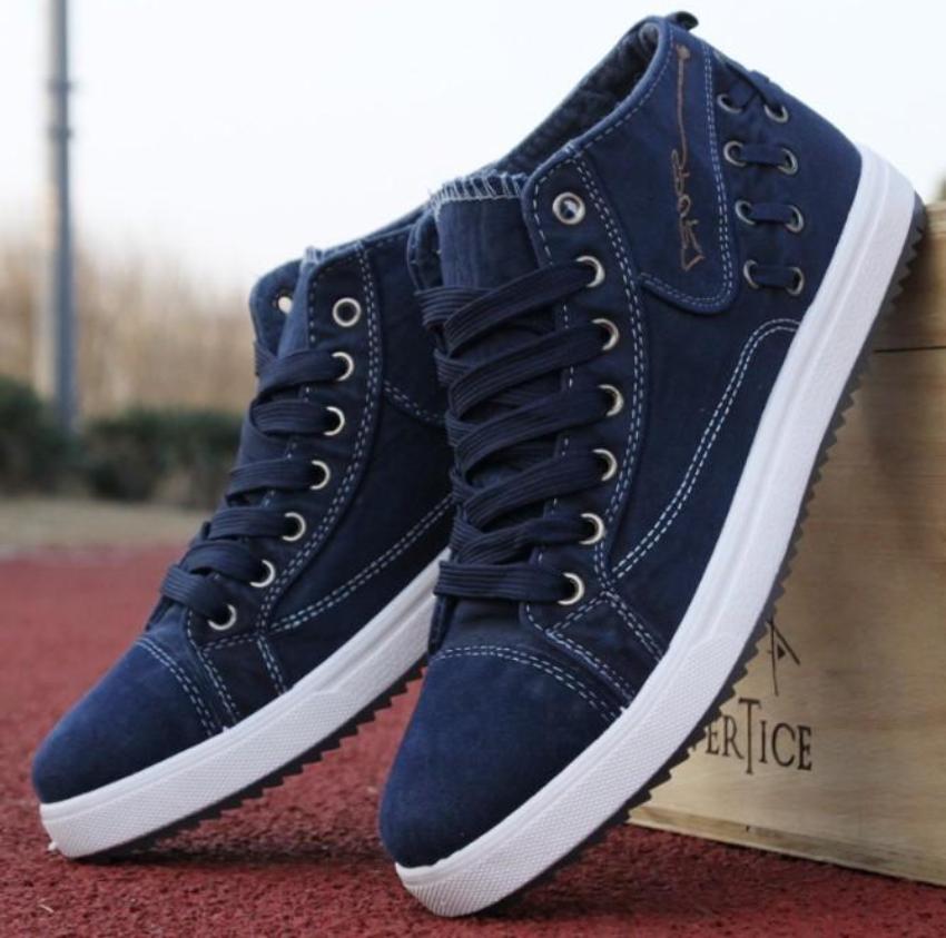 Men's Casual Lace Up Denim Sneakers - Main Image