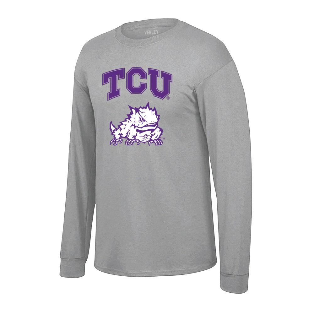 Official NCAA TCU Horned Frogs TCUH04 Mens Crewneck Long Sleeve Tshirt - Team Spirit Store USA 