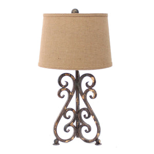 Bronze Vintage Metal Khaki Linen Shade Table Lamp - Team Spirit Store USA 