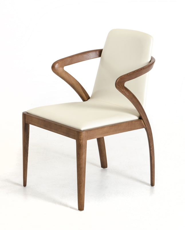 Mod Walnut Wood and Cream Faux Dining Chair - Team Spirit Store USA 