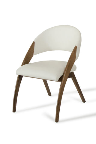 Walnut Wood and Cream Leatherette Dining Chair - Team Spirit Store USA 