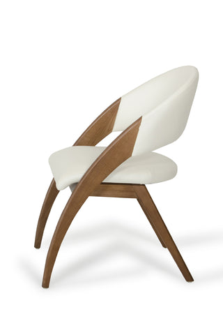 Walnut Wood and Cream Leatherette Dining Chair - Team Spirit Store USA 