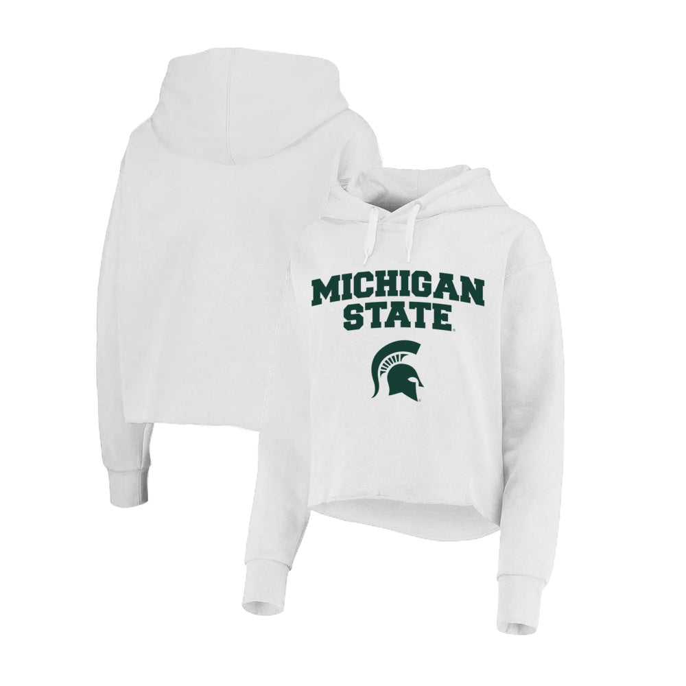 Michigan State Spartans Women's Cropped Fleece Hooded Sweatshirt - Team Spirit Store USA 