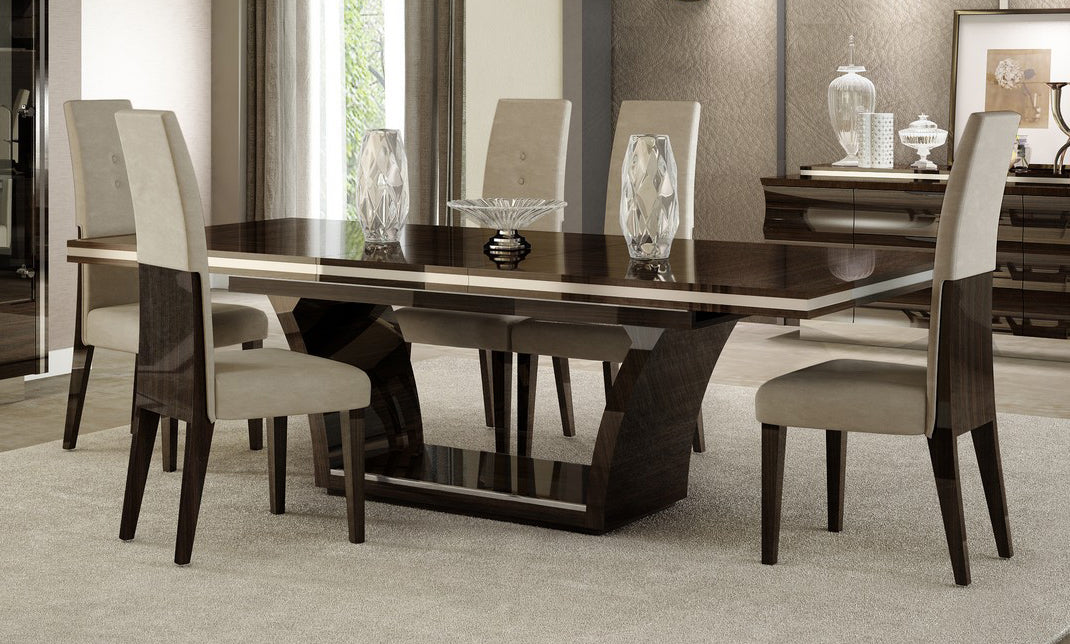 Dark Wood Modern Pedestal Dining Table - Team Spirit Store USA 