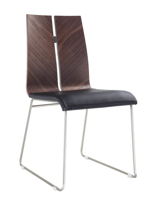 Set of Two Black And Silver Upholstered Faux Leather Dining Side Chairs - Team Spirit Store USA 