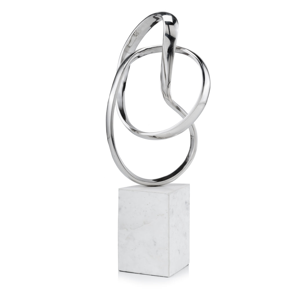 Silver and White Aluminum and Marble Abstract Sculpture - Team Spirit Store USA 