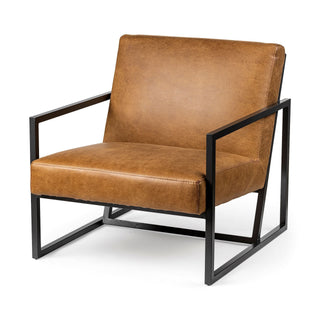Brown And Black Faux Leather Distressed Arm Chair - Team Spirit Store USA 