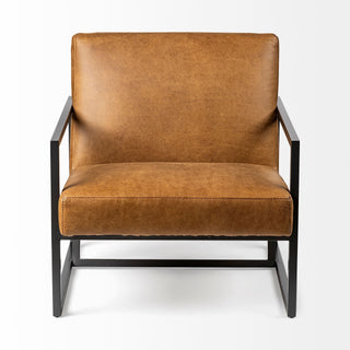 Brown And Black Faux Leather Distressed Arm Chair - Team Spirit Store USA 