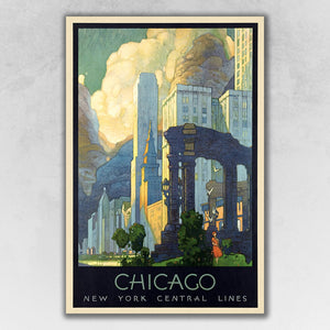 Vintage 1929 Chicago Michigan Ave Travel 24x36 Poster Wall Art - Team Spirit Store USA 