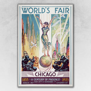 Vintage 1933 Chicago Worlds Fair 54x36 Wall Art - Team Spirit Store USA 