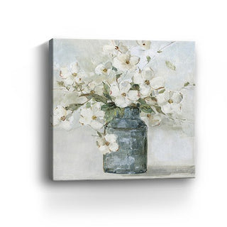 Watercolor Soft Pastel Dogwood Bouquet 30x30 Canvas Wall Art - Team Spirit Store USA 