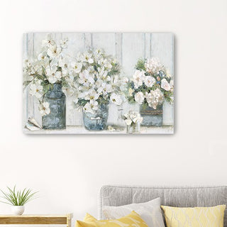 Watercolor Soft Pastel Bouquet Trio 48x32 Canvas Wall Art - Team Spirit Store USA 