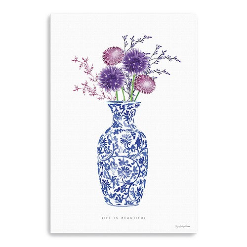 Blue and White Life Floral Vase 48x32 Canvas Wall Art - Team Spirit Store USA 