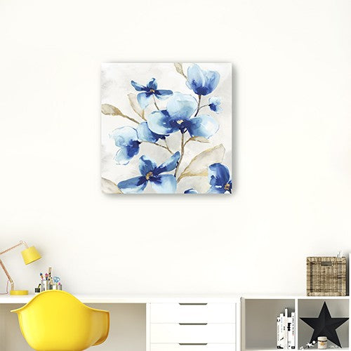 Watercolor Shades of Blue Floral 30x30 Canvas Wall Art - Team Spirit Store USA 