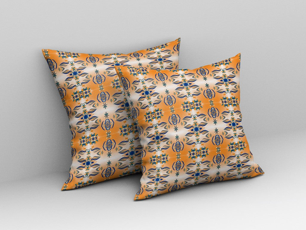 Orange Blue Patterned  Zippered Throw Pillow - Team Spirit Store USA 