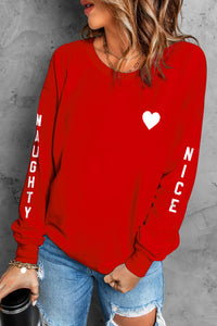 Naughty Nice Heart Graphic Sweatshirt - Team Spirit Store USA 