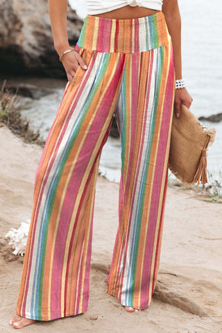 Striped Smocked Waist Pants - Team Spirit Store USA 